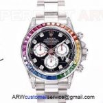 BL Factory Swiss 4130 Rolex Daytona Rainbow 40MM Watch - 316 Steel Case And Bracelet Rainbow Diamond Bezel